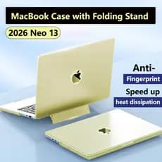 Capa Fosca Anti Impressão Digital Para Macbook Neo 13 Polegadas A3404 Com Suporte Dobrável Protetora Rígida Logotipo Vis