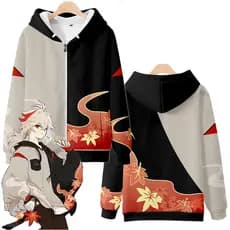 Jogo Genshin Impacto Cosplay Kaedehara Kazuha Pullover Adulto Unisex Moletom Com Capuz Casaco Jaqueta Zíper Casuais