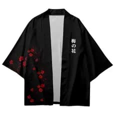 Flor De Ameixa Estilo Japonês Impressão Kimono Casual Beach Tops Mulheres Homens Streetwear Samurai Haori Yukata