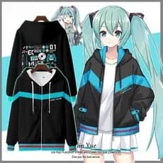 Hatsune Miku Anime Cosplay Traje Kaedehara Kazuha Pullover Unisex Capuz Adulto Camisetas Casaco Com Zíper Casual