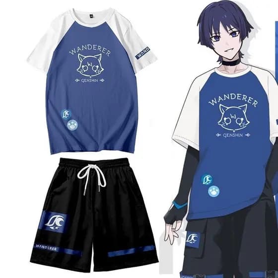 Genshin Impact Wanderer CosplayBalladeer Tops Scaramouche Camiseta Calção De Calça Camisa De Kimono Haori