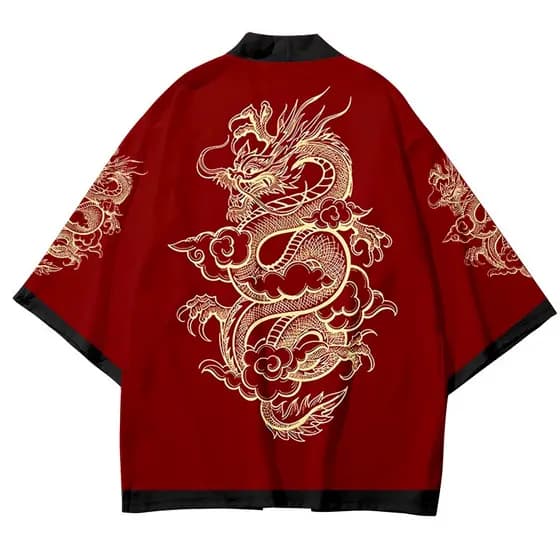 Dragão Impressão Moda Japonês Haori Mulher Roupa Tradicional Asiática Cosplay Camisas Vermelhas Yukata Beach Kimono