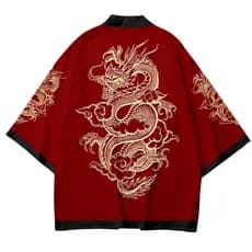 Dragão Impressão Moda Japonês Haori Mulher Roupa Tradicional Asiática Cosplay Camisas Vermelhas Yukata Beach Kimono