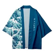 Ondas De Samurai Cardigan Japonês Impressão Haori Mulher Homem Harajuku Kimono Cosplay Tops Blusa Yukata Vestuário