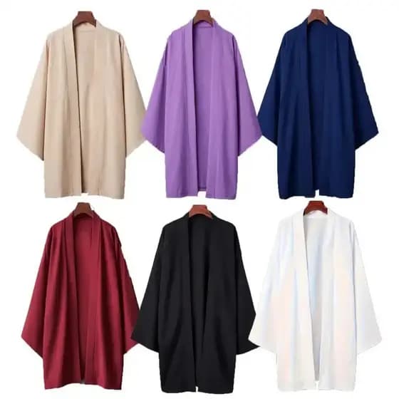 Masculino Feminino Cor Sólida Quimono Plus Size 5XL Simples Haori Japonês Tradicional Traje Yukata
