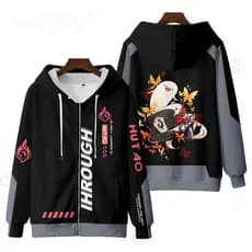 Genshin Impact Hu Tao Impressão 3D Homens/Mulheres Outono Moda Jogo Zíper Hoodies Mangas Compridas Pollover Plus Size