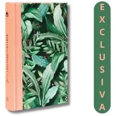 Bíblia Da Mulher De Fé - Nvi | Capa Tecido Rosa E Folhagem | Reflexões Diárias