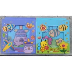 Kit2 Quadros 18x18cm Pintura 5D Diamante Infantil Criança Porta Retrato Diversão Desenhos ALEATÓRIOS