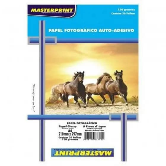 Papel Fotográfico AUTO- ADESIVO A4 130g Masterprint 20 Fls Branco