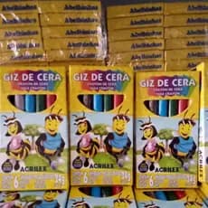 kit de 15 giz de cera com 6 cores cada