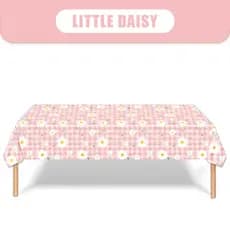Toalha De Mesa Plástica Descartável Com Margarida Rosa De 108 Cm-Design Floral À Prova D'água Para Festas , Casamentos ,