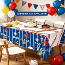 Toalha De Mesa Com Tema De Beisebol 130x220cm , Capa De Plástico Durável Para Suprimentos De Festa De Aniversário E Ao A