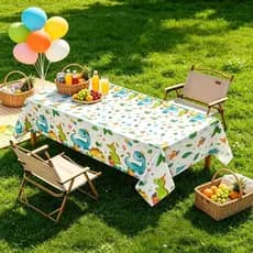 Toalha De Mesa Descartável De Dinossauro Verde 130x220 cm – Capa De Plástico Impermeável Divertida Para Festa De Anivers
