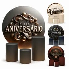 Kit 3 Capas De Cilindro E Painel Festa Feliz Aniversario Veste Facil Vários Temas