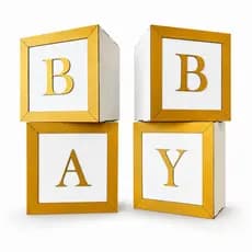 Kit Cubo Decorativo BABY 4 Peças MDF Dourado Chá Revelação Chá de Bebê Festa Infantil Mesa Entrada Ensaio Foto