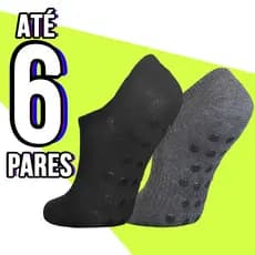 Kit até 6 Pares Meia Cano Curto Sapatilha Antiderrapante Pilates Hidroginástica Algodão Fisioterapia