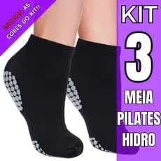 Kit 3 Pares Meia Antiderrapante Para Pilates Hidroginástica Yoga Antiaderente Borrachinha Adulto Feminino Masculino
