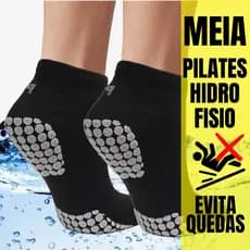 1-4 Pares Meia  Antiderrapante Preta Hidroginástica Pilates Yoga Adulto Juvenil Piscina 34 a 39  39 a 42 Adulto Idoso