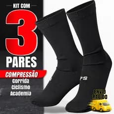 Kit 3 Pares Meia Fitness Feminina Masculina Cano Médio Poliamida Respirável Academia Corrida Confortável