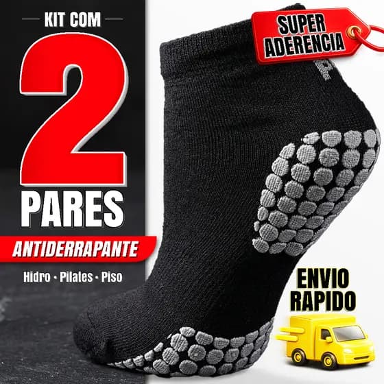 Kit 2 Pares Meia Antiderrapante Hidroginástica Pilates Fisioterapia 34 a 39 39 a 42 Yoga Adulto