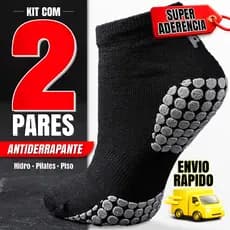 Kit 2 Pares Meia Antiderrapante Hidroginástica Pilates Fisioterapia 34 a 39 39 a 42 Yoga Adulto