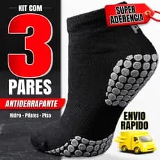 Kit 3 Pares Meia Antiderrapante Hidroginástica Pilates Fisioterapia 34 a 39 39 a 42 Yoga Adulto