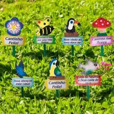 Plaquinhas Decorativa Para Jardim Estampas Divertidas Kit C/ 01/02/03/05/12 Un
