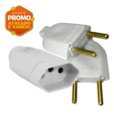 Plugue Pino Macho E Fêmea Branco 2P 10 a 250 V 25/30/50/100 Unidades