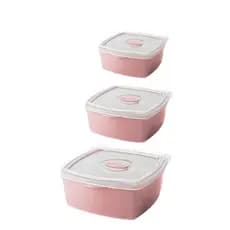 Kit 3 Potes Retangular  Plástico Resistente Para Micro-ondas Freezer E Lava louças Livre de BPA