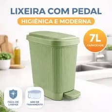Lixeira Slim 7L com Pedal – Compacta, Moderna e Higiênica para Banheiro | Tampa Antiodor + Aro Interno