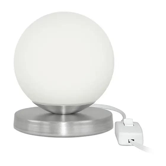 Luminaria Abajur de mesa Globo Orby Escovado Base Redonda