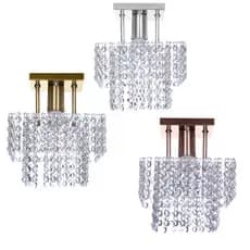 Lustre Plafon Cristal Acrílico Lylacrilic Quadrado 2 Camadas