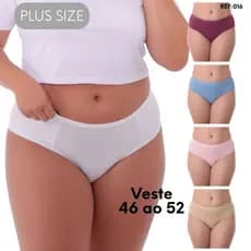 Kit 5 Calcinhas Plus Size Algodão Conforto +Algodão