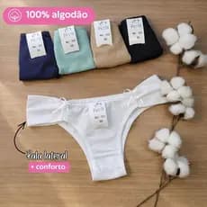 Kit 3 Calcinhas Cotton +Algodão Pala Conforto