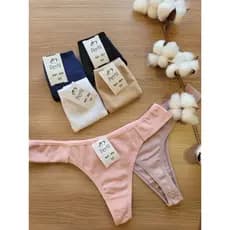 Kit 3 Calcinhas Fio Dental de Algodão Tanga Sensual