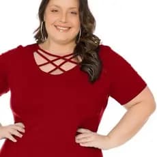 Blusa Plus Size Feminina de Viscolycra com Tiras 103722-C1
