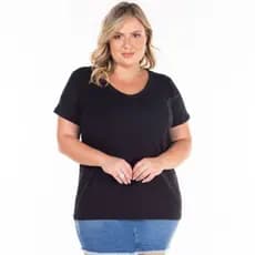 Blusa Lisa Plus Size Decote V Basica de Malha Viscolycra 103836-A