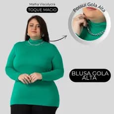 Blusa Gola Alta Cacharrel Feminina Moda Plus Size Elegante 1130-C8