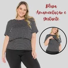 Blusa Amamentação Manga Curta De Viscolycra Confortável Maternidade 1181-A