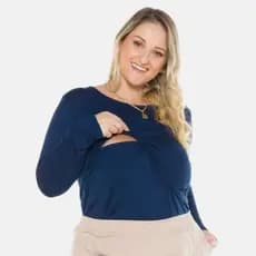 Blusa Amamentação Feminina Plus Size Manga Longa Tamanhos Grandes Frio 1182-A