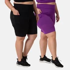 Kit 2 Bermudas Feminina Plus Size Suplex com Bolso 103749-K2