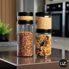 Kit Conjunto 4 Potes Organizadores Conecta Com Tampa - UZ