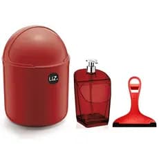 Kit Porta Detergente e Lixeira para Pia 4 Litros Vermelha - UZ