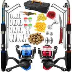 Kit De Pesca Completo Barato 2 Vara 2 Molinete 10kg Com Item