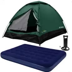 Kit Barraca Acampamento Iglu 2 Pessoas + Colchão Casal E Enchedor Tribo Camping