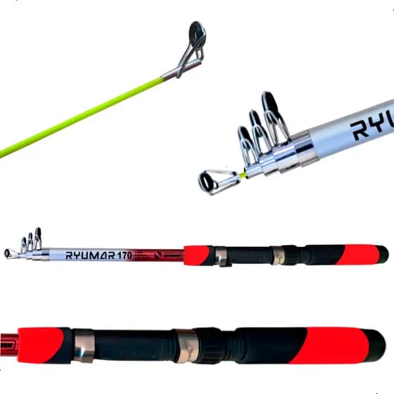 Vara De Pesca Telescópica 1,70m P/ Molinete Ryumar Summer Fibra De Vidro Leve E Resistente Pesca Iniciante Promoção