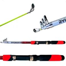 Vara De Pesca Telescópica 2,10m P/ Molinete Ryumar Summer Fibra De Vidro Leve E Resistente Pesca Iniciante Promoção