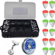 Kit Pesca Esportiva Chumbada Anzol Giradores e Boias Sino e Linha