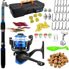 Kit Pesca Completo Vara 1,20m Molinete Maleta Pronto Para Usar