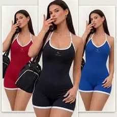 Macaquinho Feminino Fitness Academia Suplex Premium Macacão Treino Alcinha Transparência Modelador